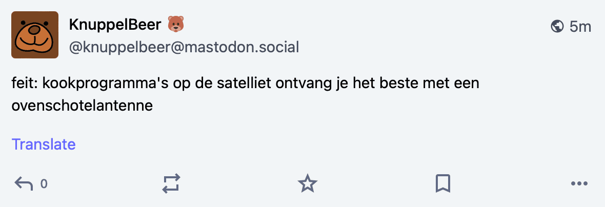 Screenshot of Translate Button in Mastodon Interface